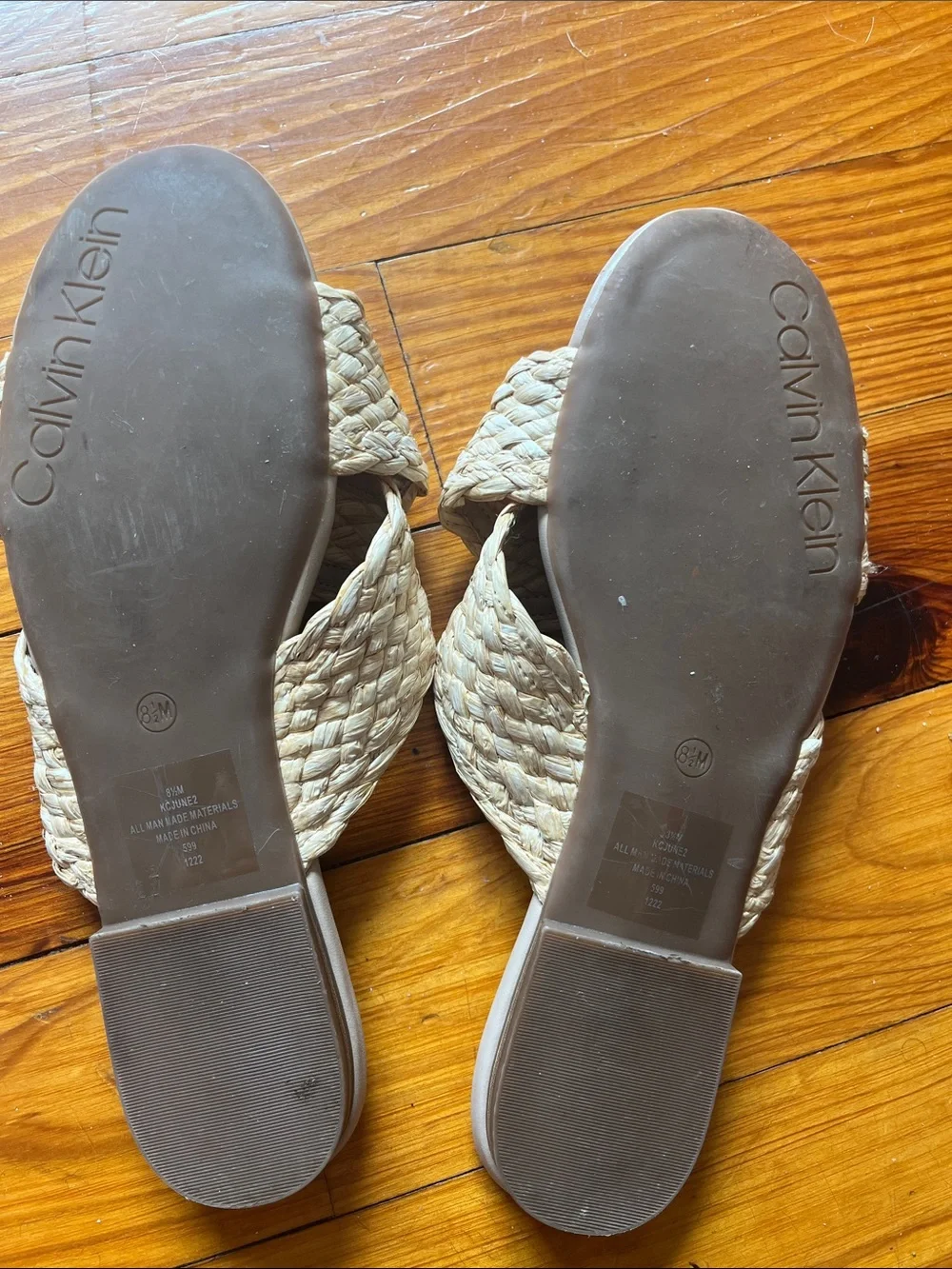 Calvin Klein Women's Natural Braided Slide Sandals
